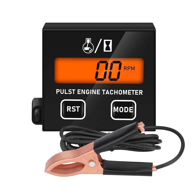 TSV Small Engine Tachometer, Digital Inductive Tachometer RPM Gauge with Clip for 2 Stroke & 4 Stroke Chainsaw, Lawn Mower, Motorcycle, Marine - Image 1